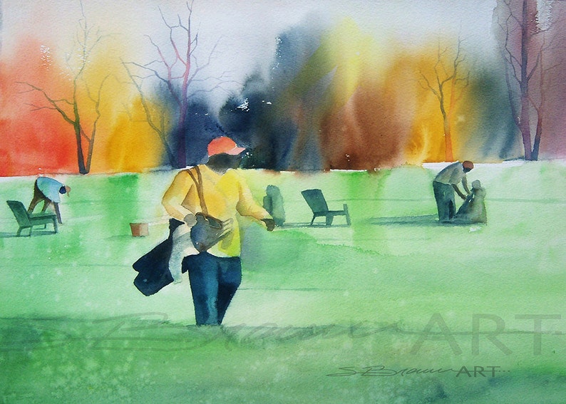 Watercolor Print, African American Art, Father's Day, Home Decor Art, Golf Wall Art, Black Golfer, Golf Decor, Gift for Him, Gift for Dad image 1