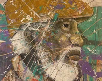 Weight of Thought Print, Abstract Print, African American Art, black men art, colorful wall art, statement artwork, emotional art