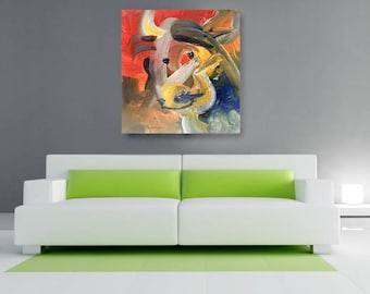 The Cow Canvas, African American Art, Canvas Art, Canvas Wall Art,Home Decor Art, Canvas Painting,Abstract Art, Wall Art