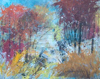 Fire in the Forest Watercolor Print, African American Art, Landscape Art, Wall Art,Home Decor Art,Watercolor Art,Abstract Art, Wall Art