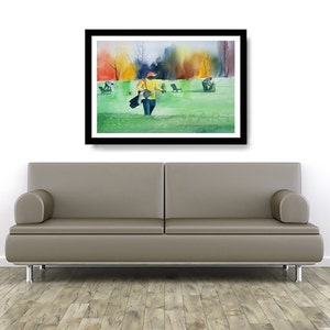 Watercolor Print, African American Art, Father's Day, Home Decor Art, Golf Wall Art, Black Golfer, Golf Decor, Gift for Him, Gift for Dad image 2