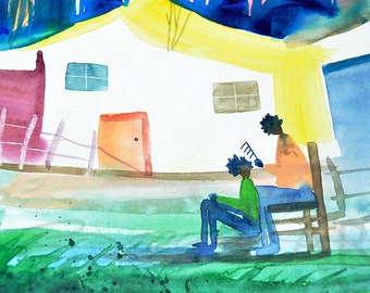 Watercolor Print, African American Art 8x10, Contemporary Art, Watercolor Painting, Black Artwork, Large African Art, Print
