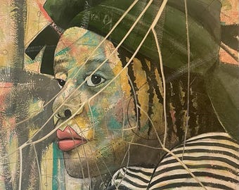 Thoughts Unspoken Print, Abstract Print, African American Art, black woman art, colorful wall art, statement artwork, emotional art