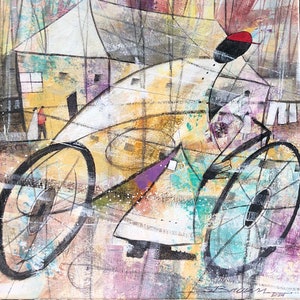Bike Ride Watercolor Print, African American Art, African Black Art, Wall Art,Home Decor Art,Watercolor Art,Abstract Art, Gift for Her