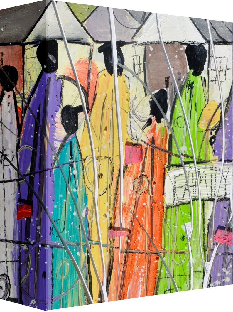 Wall Art Canvas Wall Art,Home Decor Art Canvas Art Canvas Painting,Abstract Art Family Bond African American Art