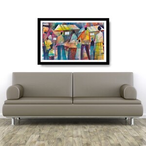 Community Affair Watercolor Print, African American Art, Colorful Art, Home Decor Art, Large Wall Art, Black Art Print, Urban Art, Wall Art image 4