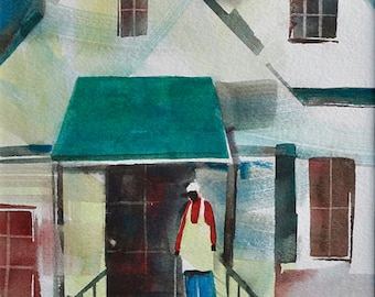 Porch Moment Watercolor Painting, African American Art, Contemporary Art, Art for Bedroom, Gift for Her, Home Decor Art, African Art Print