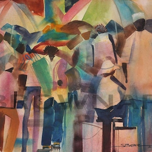 The Market Watercolor Print, African American Art, Contemporary Art, Wall Art, Home Decor Art, Watercolor Art, Abstract Art, Black Art,
