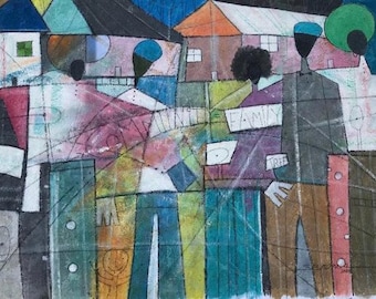 Family Values Watercolor Print, African American Art, African Black Art, Wall Art,Home Decor Art,Watercolor Art,Abstract Art, Art Gift