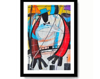 Mr. Piano Man Watercolor Print, Piano Art, Large Abstract Art, Art for Music Studios, Modern Art Print, Framed Artwork, Piano Gifts, Artwork