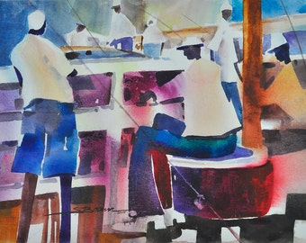 African American Art, Watercolor Print, Large African Art, Home Decor Art, Wall Art, Living Room Wall Art, Black Art, Fine Art
