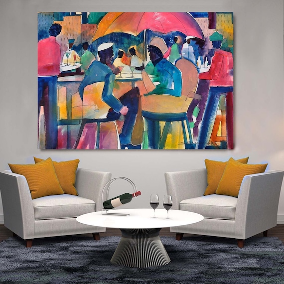 Downtown Dining CANVAS, African American Art, Canvas Art, Canvas Wall Art,Home Decor Art, Canvas Painting,Abstract Art, Wall Art
