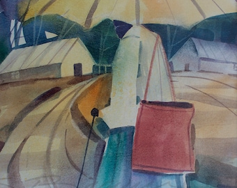 Going Home Watercolor Print, African American Art, Gift for Her, African Art, Large African Art, Black Women Art, Black Artist, Black Art