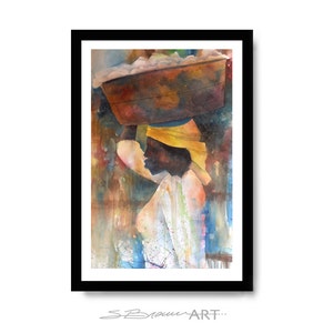 Too Strong Watercolor Print, African American Art, Contemporary Art, Gift for Her, Large African Art, Home Decor Art, Large Painting, Print