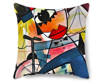 Circus Pillow Cover, Decorative Throw Pillow, Circus Art, Circus Nursery Pillow, Abstract Pillow, Colorful Pillows, Colorful Abstract Art