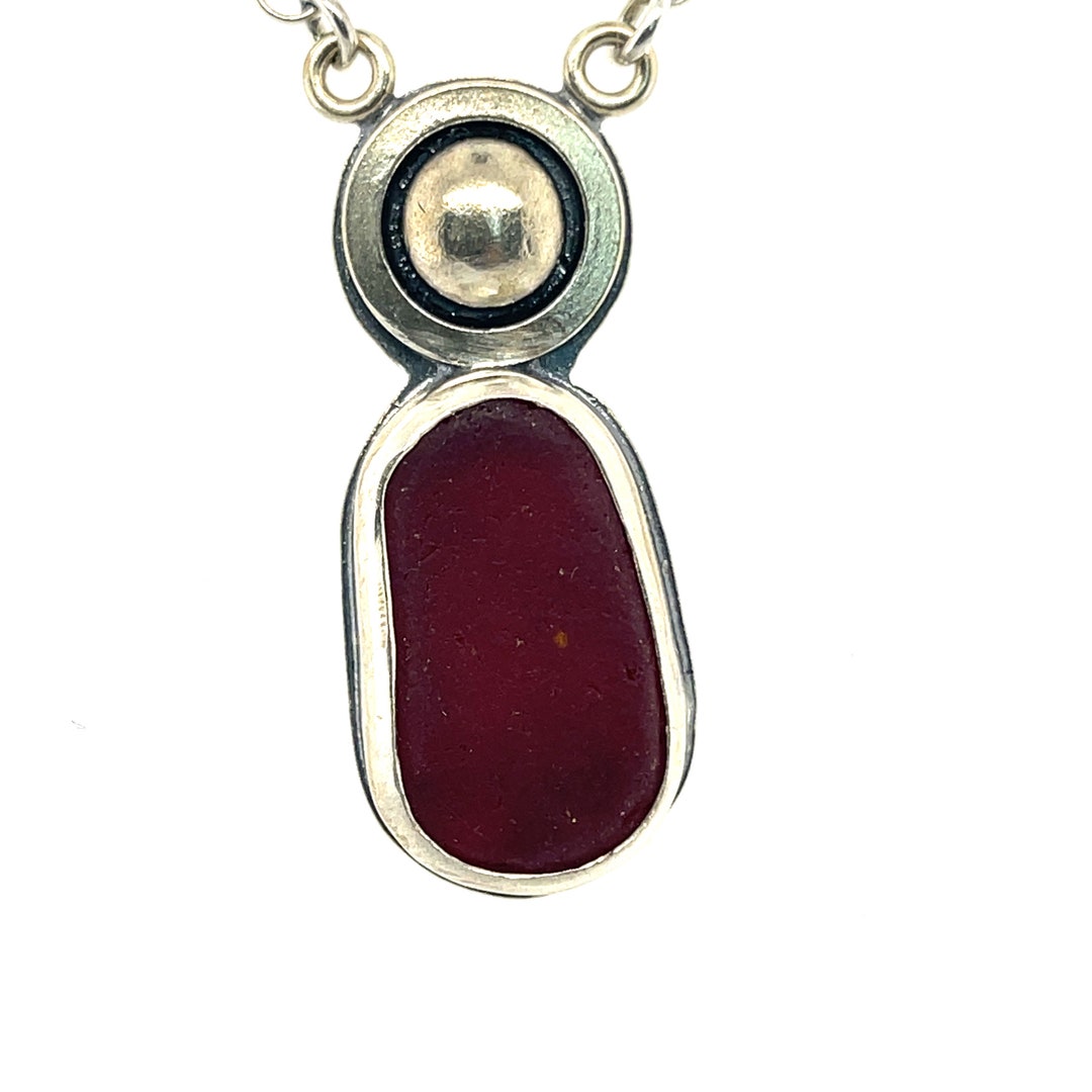 Red Sea Glass Necklace, Rare Sea Glass Jewelry, Red Beach Glass, Red
