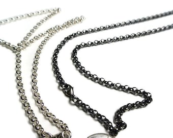 sterling silver chain, silver chain, oxidized sterling silver chain, 24 inch sterling chain, 30 inch sterling chain, rolo chain, heavy chain