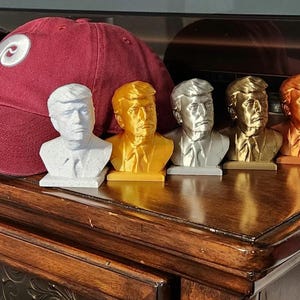 President Donald Trump Bust in either marble, gold, silver, or copper. 3 inches tall. 2025 Inauguration