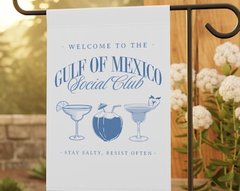 Gulf of Mexico Social Club Garden Flag, Gift for Democrat Resist Outdoor Sign, Resistance Flag for Lawn Patio Yard, Liberal Anti Trump Gift