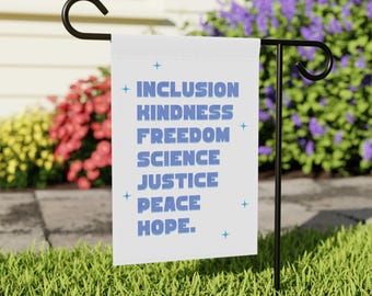Progressive Values Blue Banner Liberal Values Flag Vote Harris Walz Banner Social Justice Sign Democrat Anti Trump Garden & House Banner