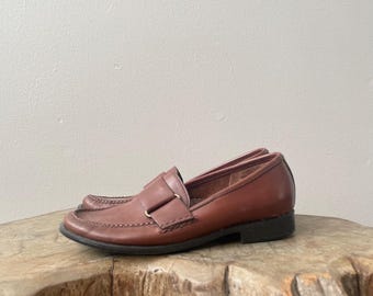 BASS brown leather + buckle WEEJUNS loafers - vintage 90s - 5