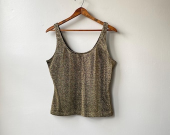 ゴールド 70年代 メタリック ラメ入りタンクトップ キャミソール - ヴィンテージ - Lサイズ