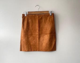 bruine suède minirok - vintage y2k designer - stouls - xs/s