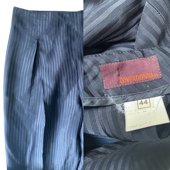 Navy Stripe Pleat ITALIAN Dress Pants Trousers - … - image 6