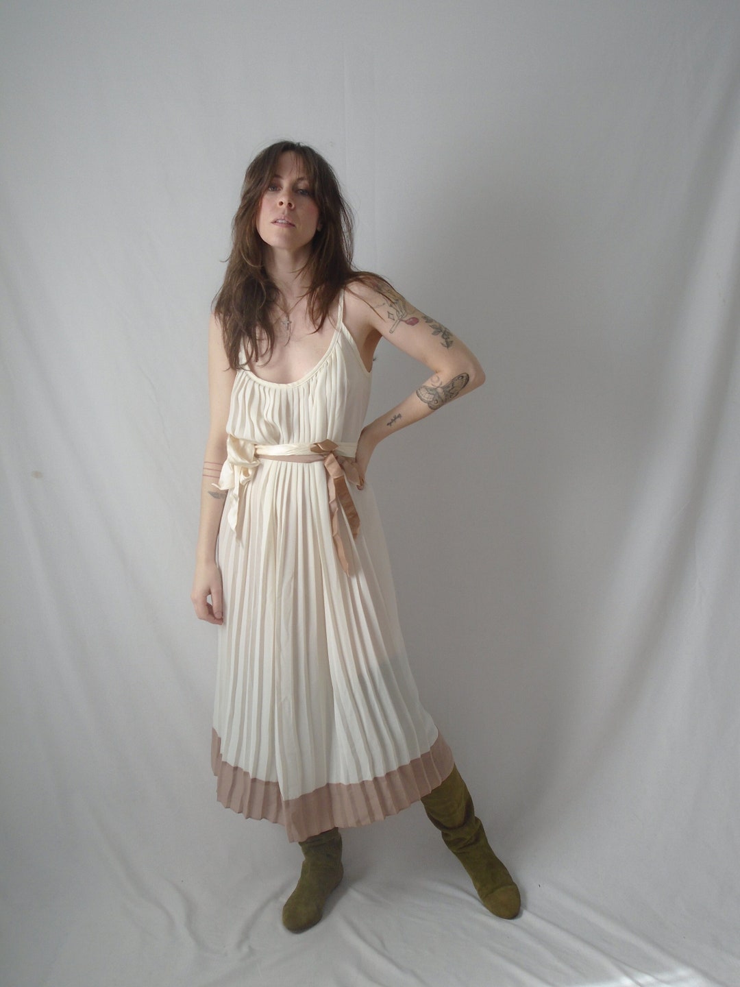 BROWN GODDESS FLOW WOVEN MIDI DRESS main image 1