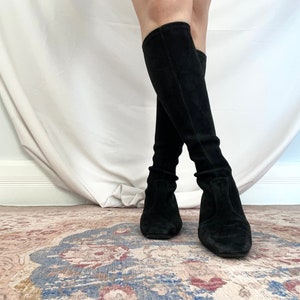 Black Suede Knee High Stuart WEITZMAN Boots - 90s y2k - 6.5