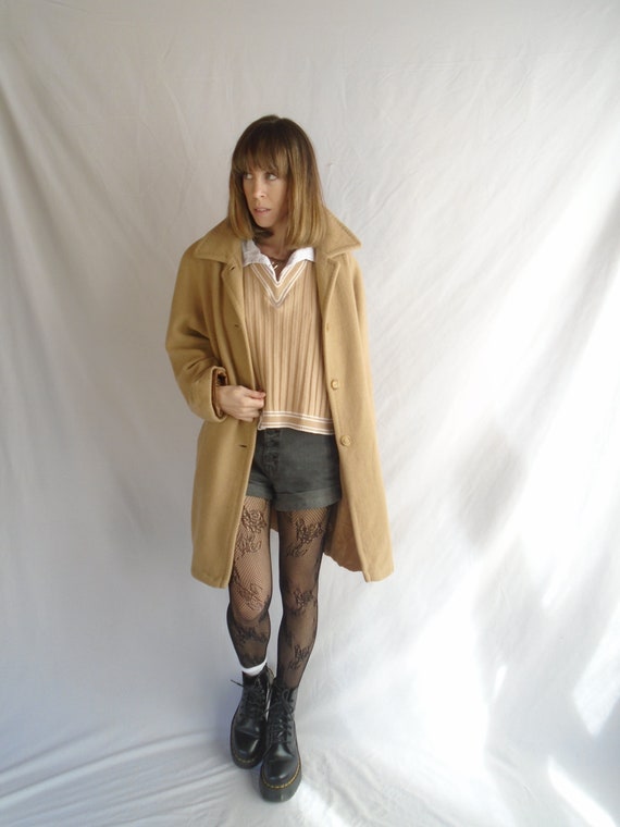 teddy brown camel hair over coat - vintage 80s - … - image 3