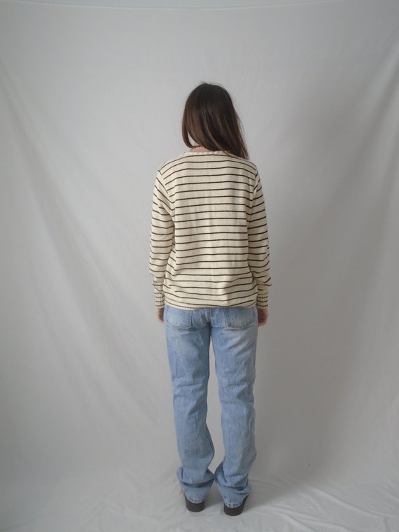 nautical stripe open front cardigan sweater - vin… - image 4