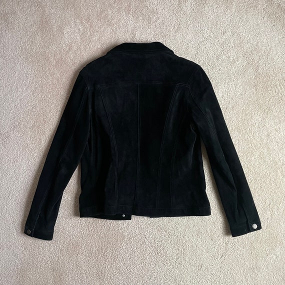 black early y2k suede shirt jacket shacket - vint… - image 3