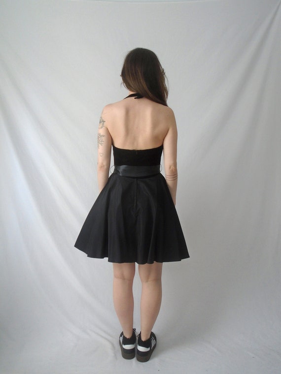 black velvet + taffeta halter mini dress - 80s 90s