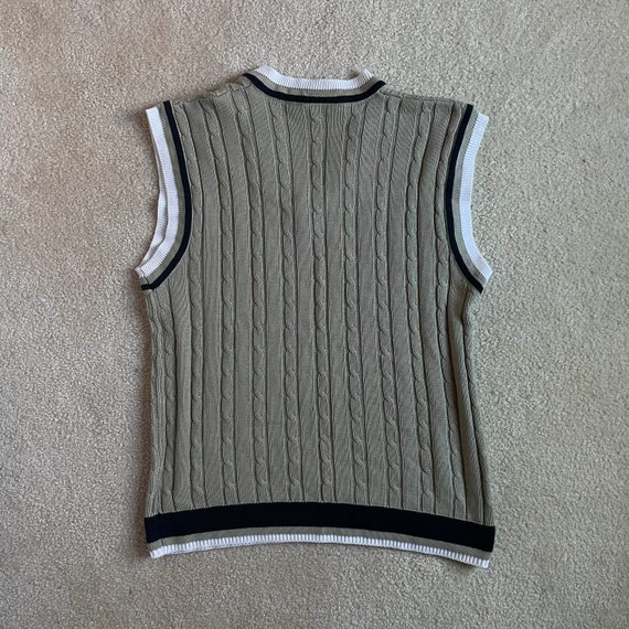 cable knit stripe v neck boyfriend sweater vest -… - image 2