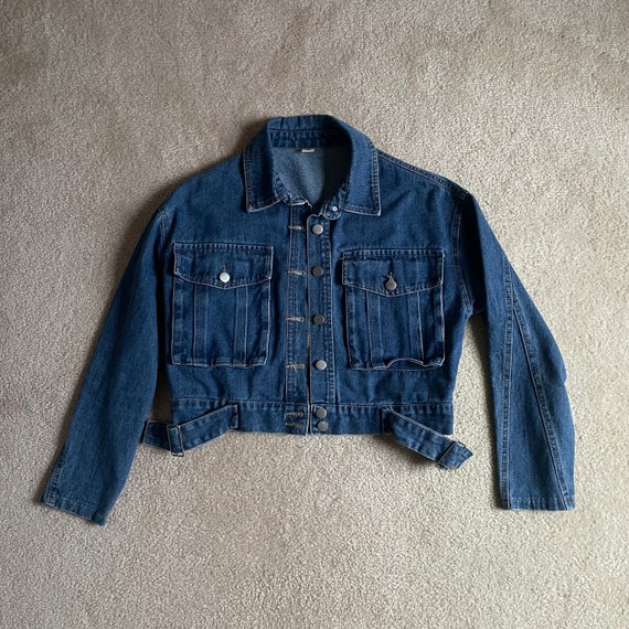 classic denim crop jacket - vintage late 90s, ear… - image 2