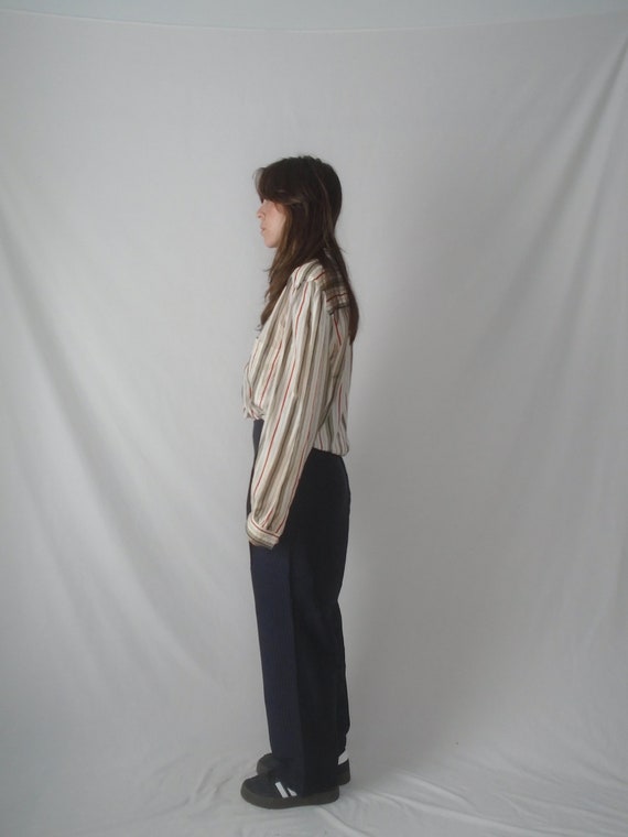 Navy Stripe Pleat ITALIAN Dress Pants Trousers - … - image 3