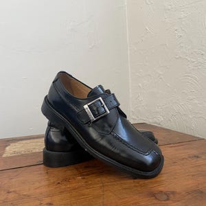 靴 vintage square toe leather shoes Vintage Brown Leather Oxford Shoes - Square Toe Dress Shoes EU 43