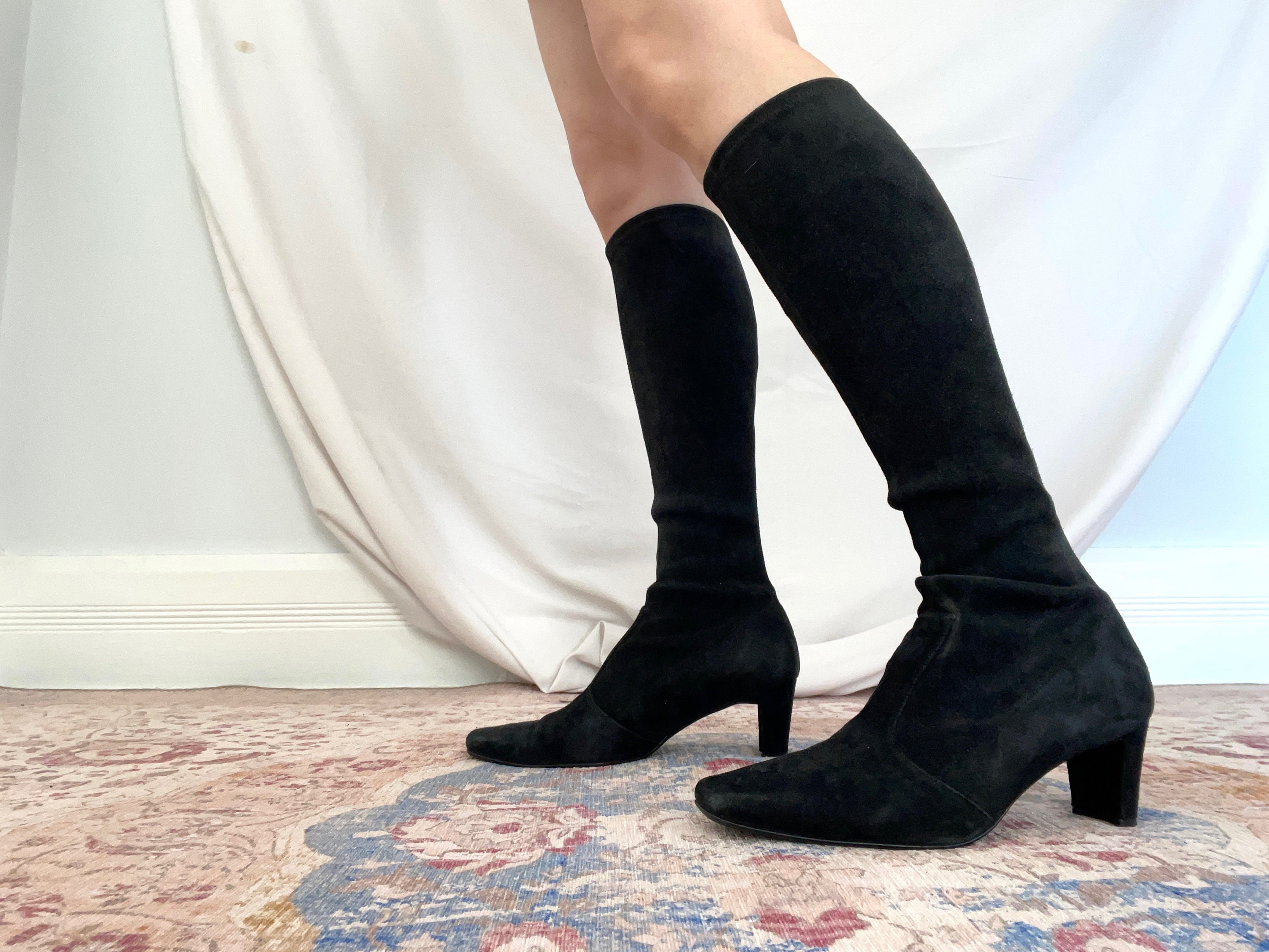 Stuart weitzman black top suede knee high boots