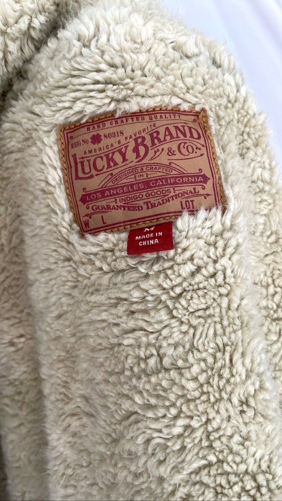 Denim Shearling Lined Lucky Brand Trucker Jacket Vintage Y2k S/m