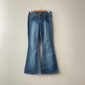 mudd jeans y2k low rise bell bottom flare jeans - vintage 00s - s/m