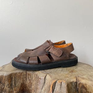 Y2K bruna Timberland fiskarsandaler i läder – vintage 00-tal – herrstorlek 10