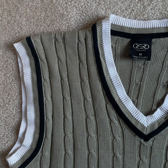 cable knit stripe v neck boyfriend sweater vest -… - image 3