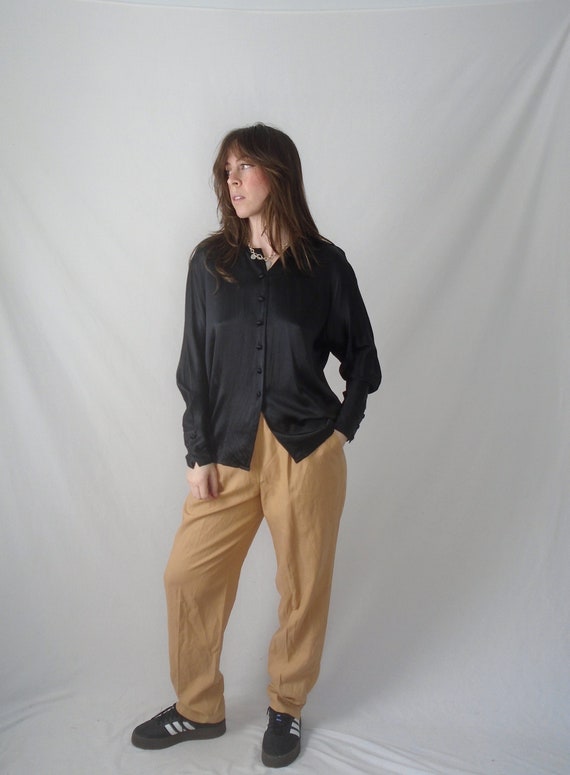 black silk RODIER dolman sleeve blouse - vintage 9