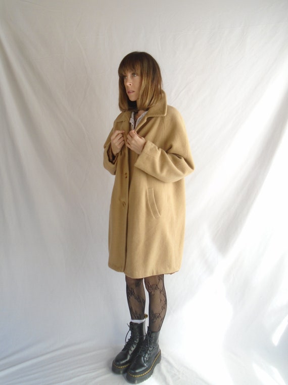 teddy brown camel hair over coat - vintage 80s - … - image 2