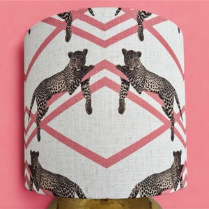 Leopard Print Lampshade Pink Striped Fabric