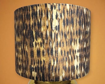 Handmade abstract Print Drum Lampshade: Bold Gold Glam Home Decor