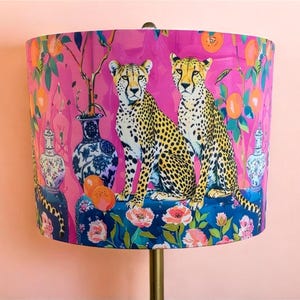 Chinoiserie Animal Print Drum Lampshade: Handmade Bold Home Decor