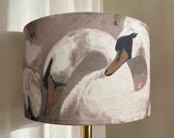 Large Handmade Drum Lampshade Velvet Swan Limited Quantity