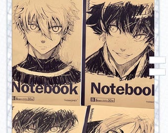 Cuaderno B5 de Anime Blue Lock, cubierta de papel artesanal, papelería hecha a mano